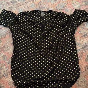 Worthington Black Blouse with Gold Dots